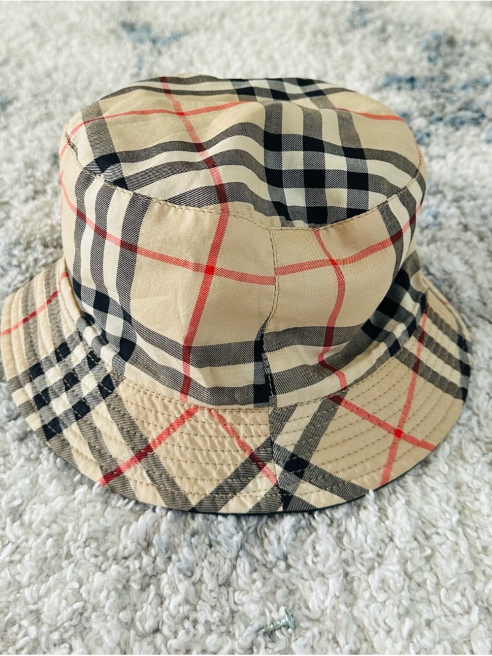 Burberry Classic Plaid Kids Bucket Hat in Beige